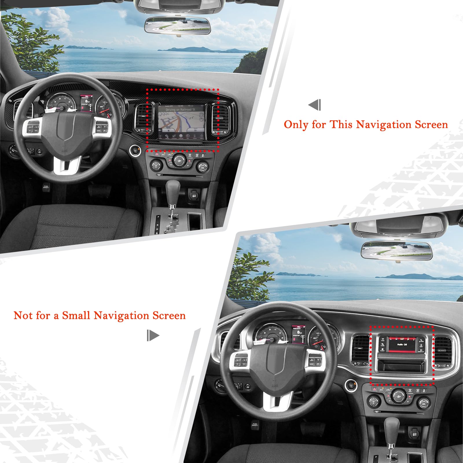 JWWY For Charger Center Consoles Dash Board Dashboard Instrument Gauge Cluster Dash Fascia Trim Panel Garnish Bezel For 2015-2024 Dodge Charger Interior Accessories