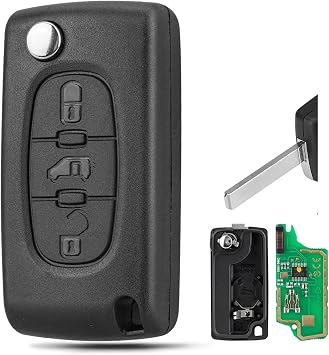 FSK CE0536 Remote Key Fob for Citroen Berlingo Jumpy Peugeot Partner Expert Key 2009 2010 2011 2012 2013 2014 2015 with 46 Chip VA2 Balde 3 Buttons 433MHZ
