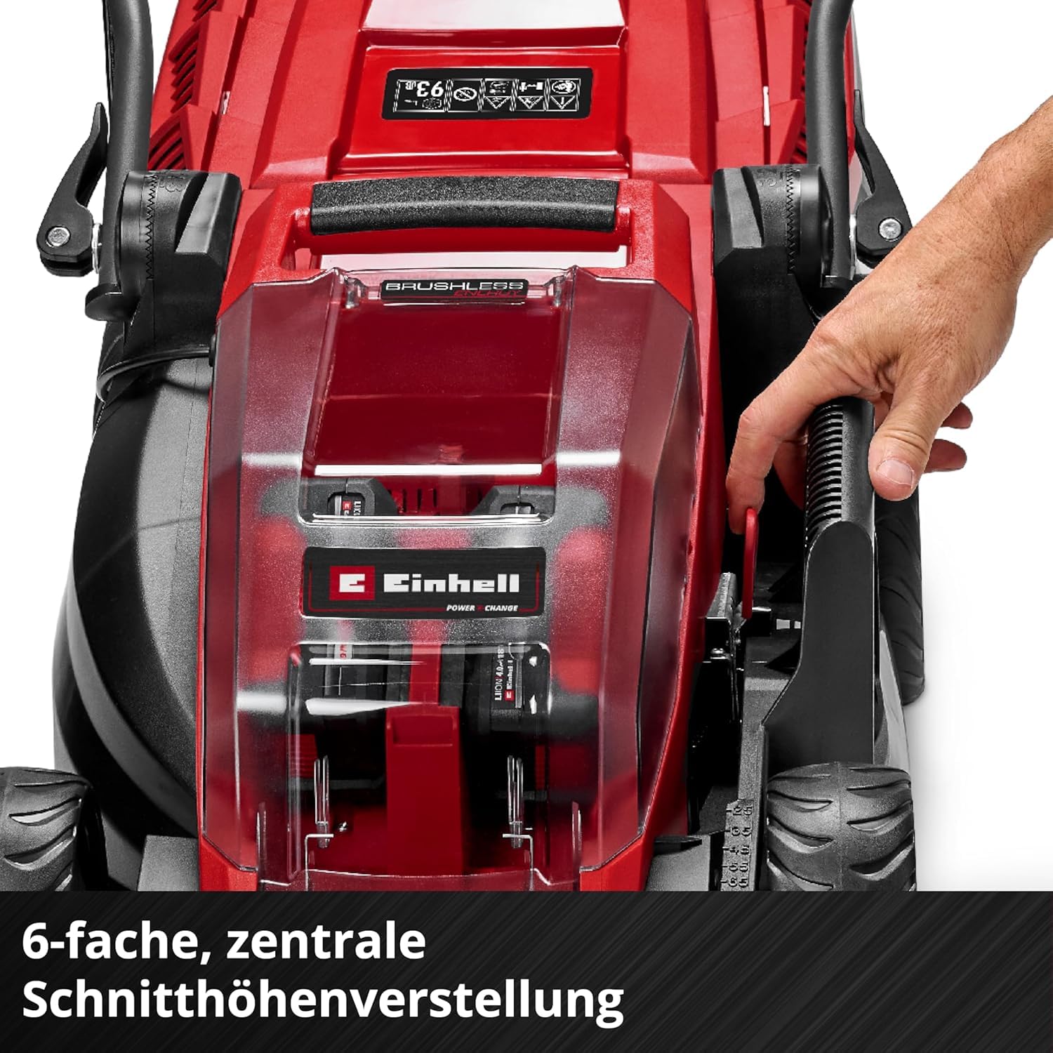 Einhell Akku-Rasenmäher GE-cm 36/36 Li Kit Power X-Change (36 V, 36 cm Schnittbreite, bis 400 m², Brushless, 40L Fangkorb, 25-75 mm Schnitthöhe, inkl. 2X 4,0 Ah Akku + 2X Ladegerät)