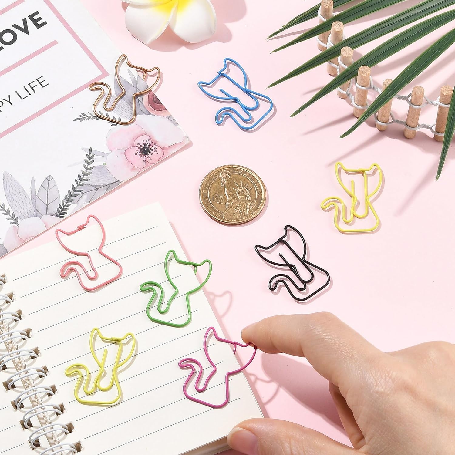 Stiesy 100Pcs Cat Metal Paperclip, Multicolor Funny Animal Kitten Bookmark Clips for Office Desk Decor Document Organizing School Supplies Journal Crafting (10 Colors) image 4