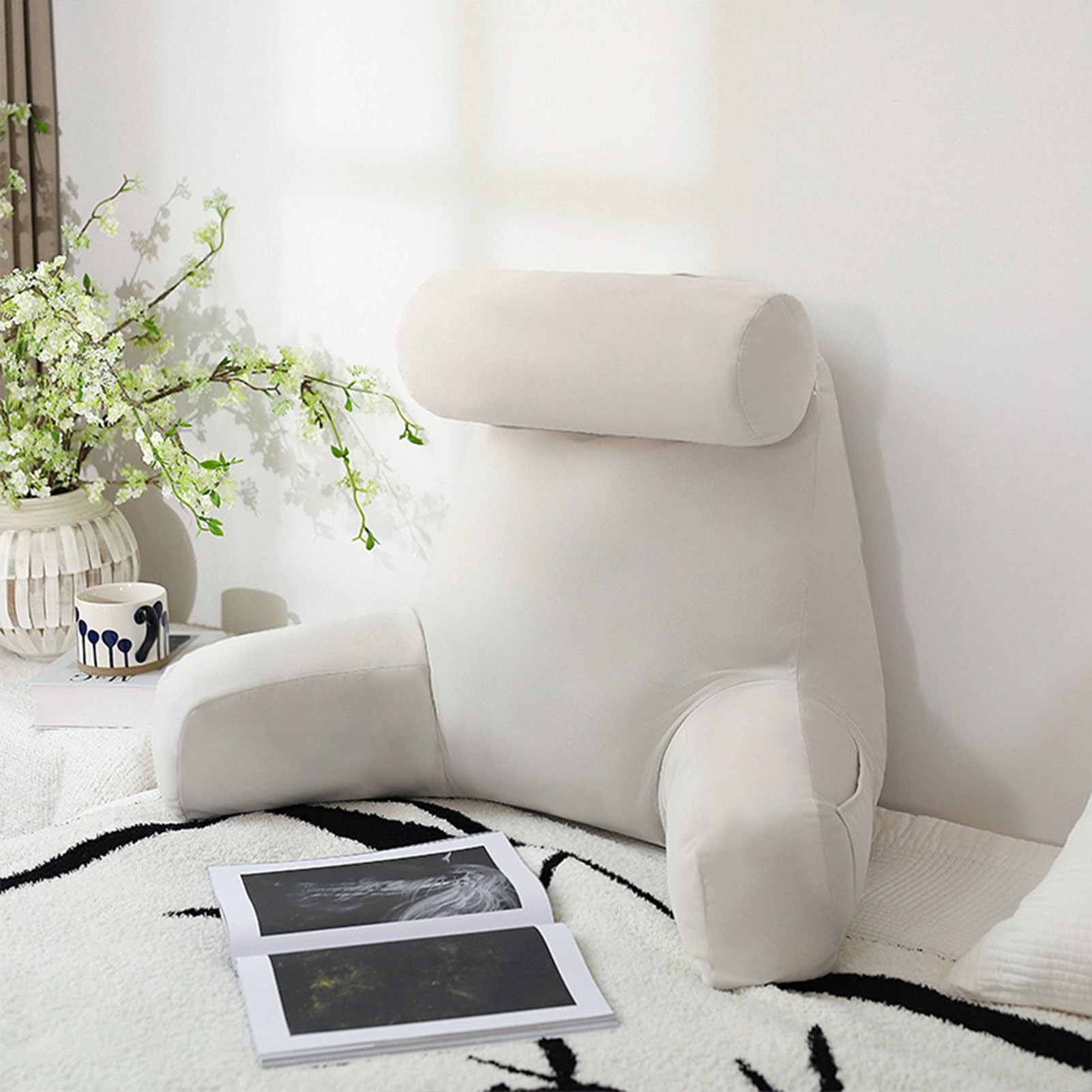 YKMYXZ support pillow， With Detachable Neck,WithSupport,Ergonomic Lumbar Support Cushion(Whitebait Gray,80x40x65cm)