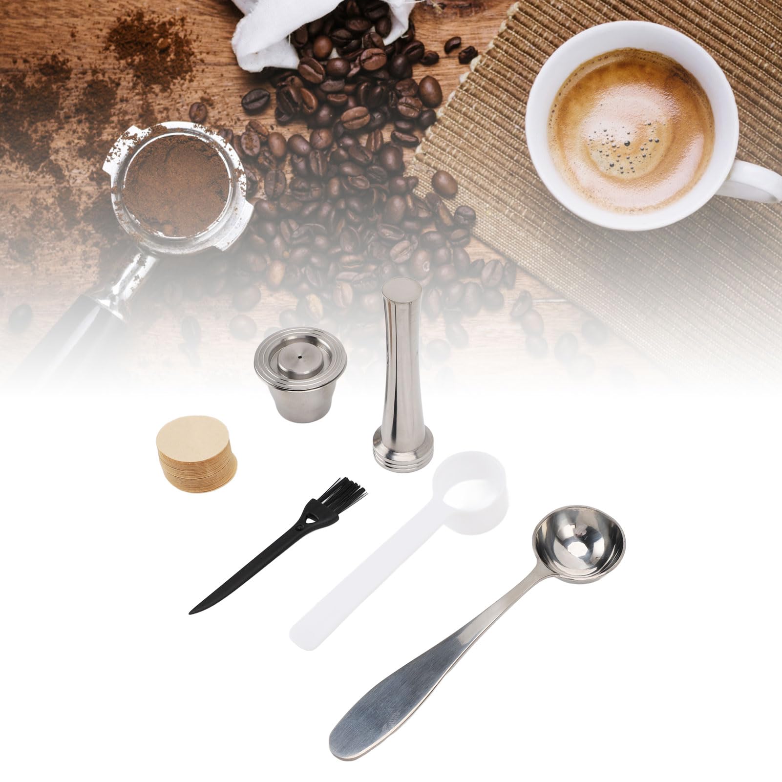 Tampers de cápsulas de café reutilizables de acero inoxidable para oficina en casa