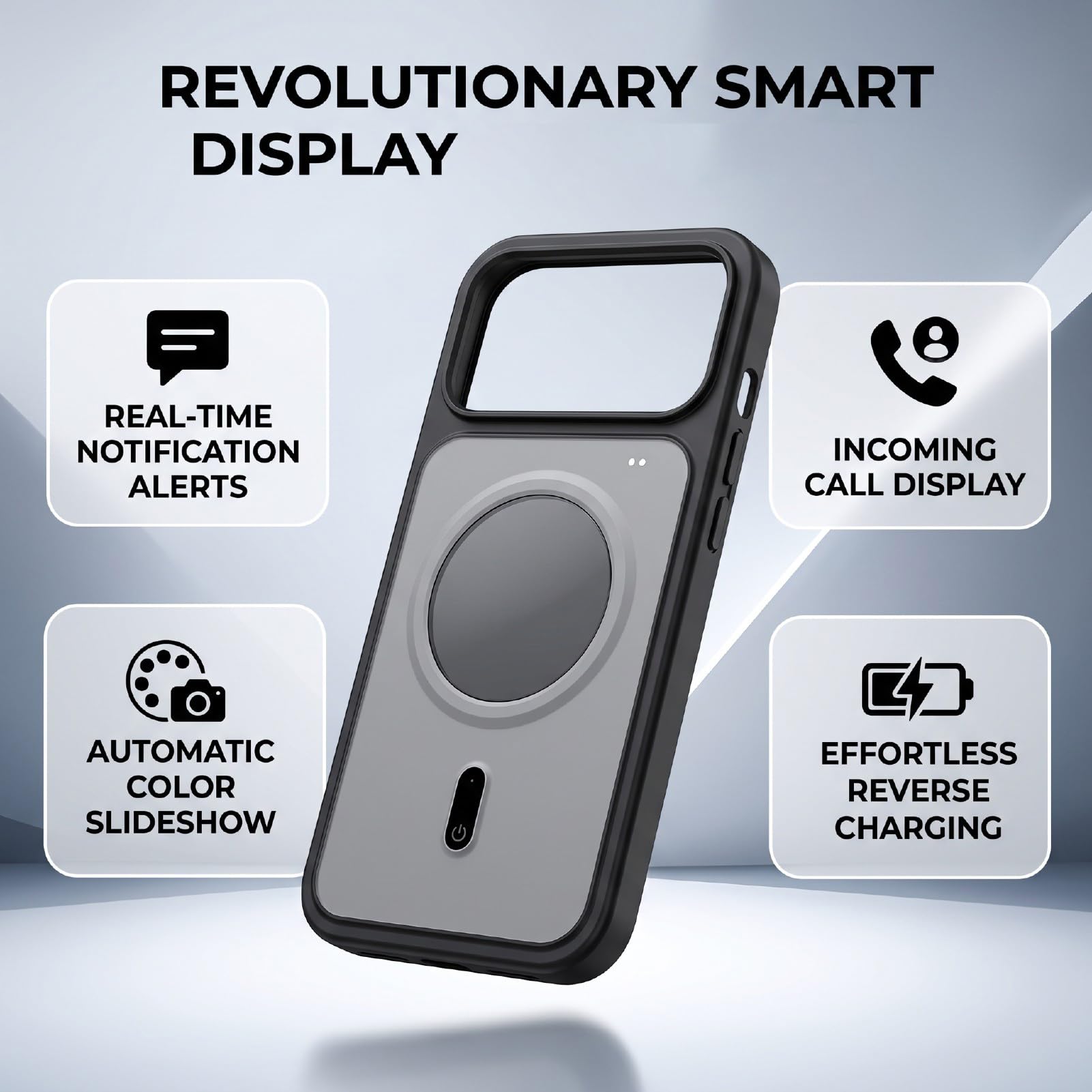 Funda para Teléfono con Pantalla Inteligente, Pantalla HD de 1.85 Pulgadas Sincronización con Música y Clima, para 17 Pro MAX
