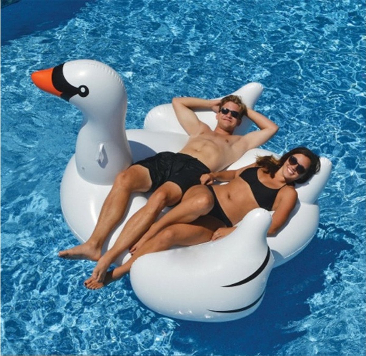 Gonfiabile Gigante Salvagente Piscina Giocattolo Estivo Gonfiabile Bocca piatta cigno bianco