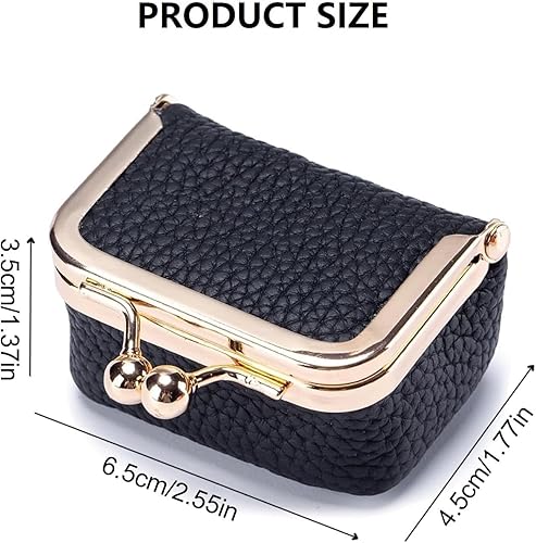 Miniatura 6 de Mini joyero de cuero genuino y cartera vintage para mujer, monedero compacto de viaje, organizador de almacenamiento de lápiz labial, estuche