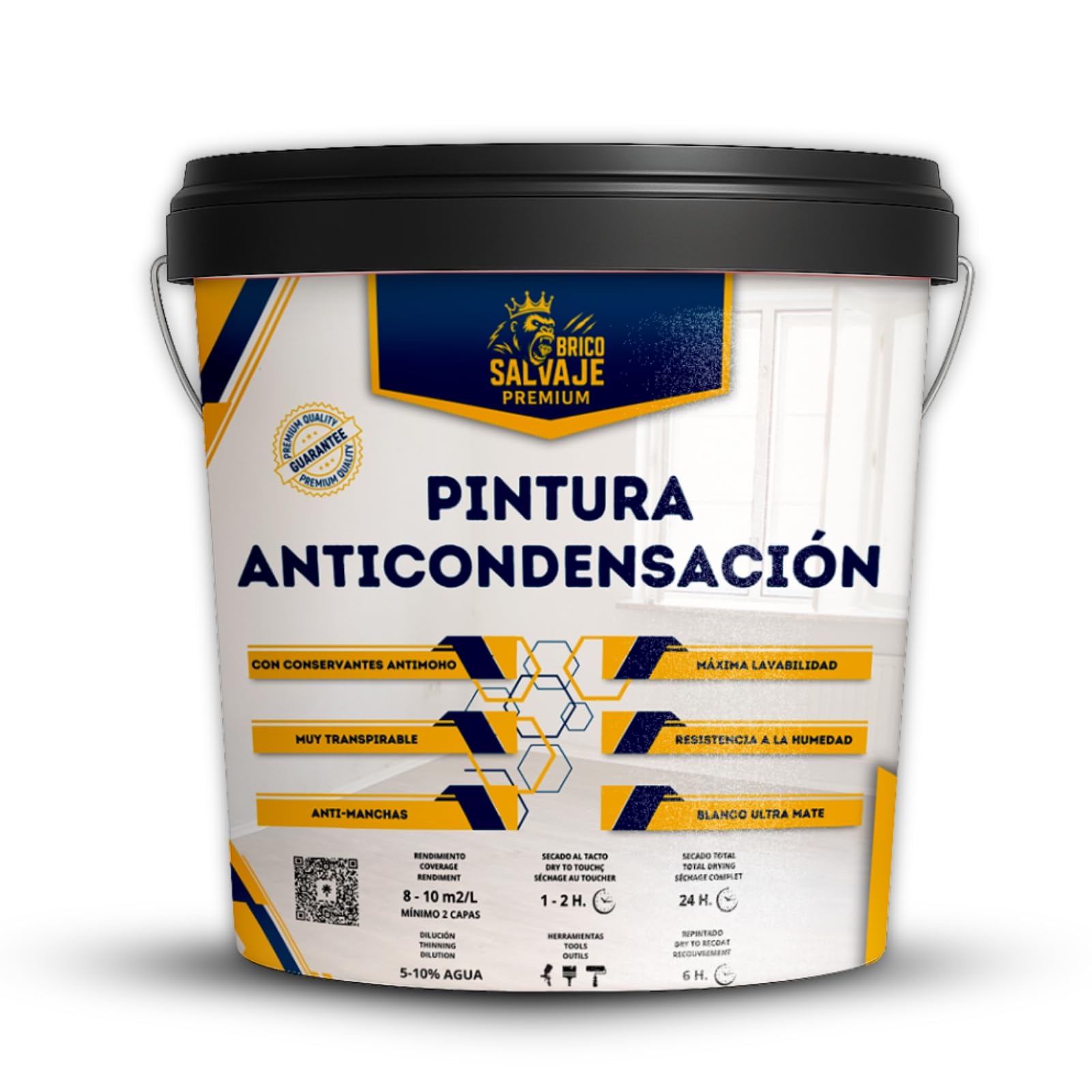 Pintura Anticondensación – Aislante Térmico, Conservantes Antimoho, Ultra Mate, para Paredes y Techos, Prevención Humedad, Fácil Aplicación, Premium (Blanco, 4 Litros)