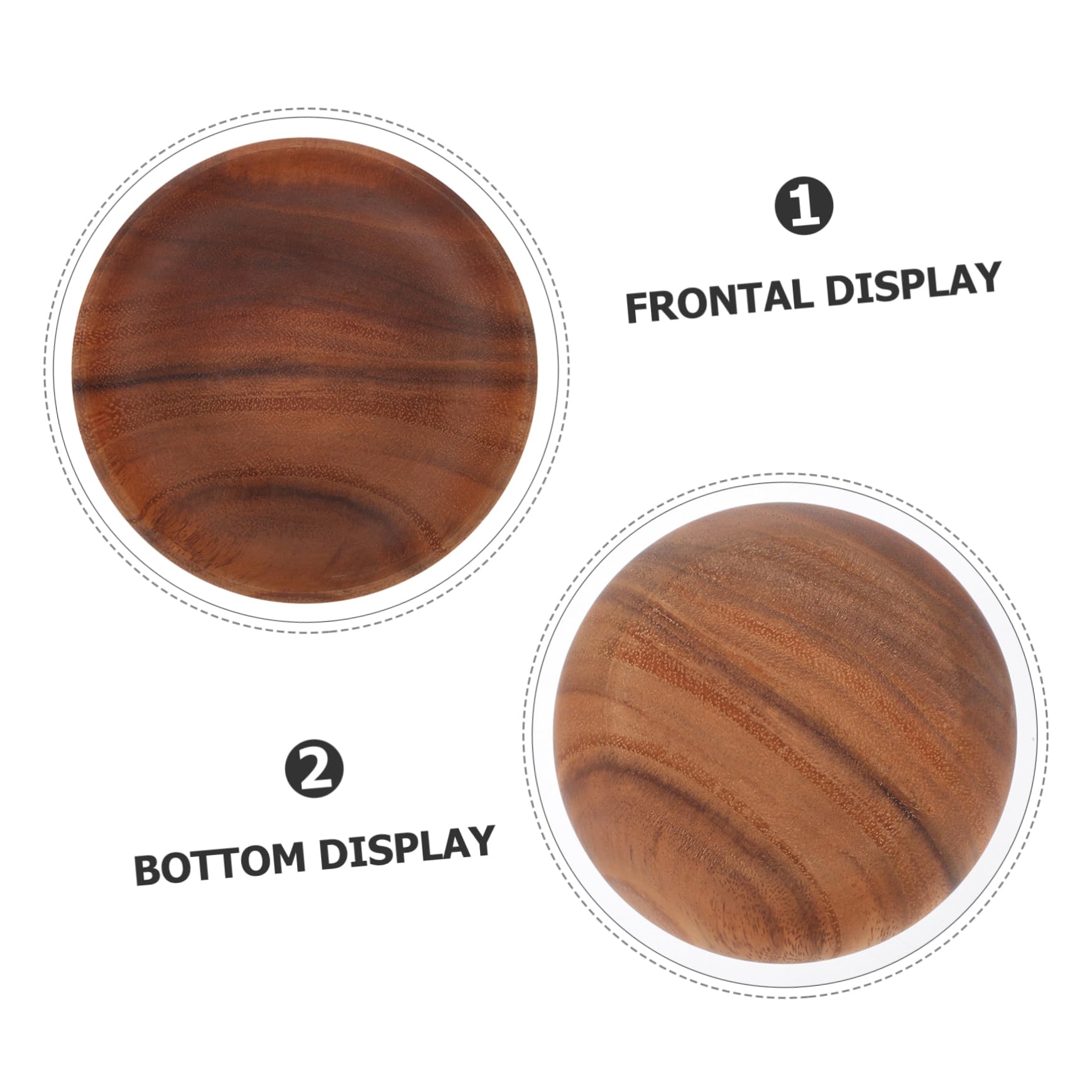 Cabilock 4 Piezas Plato de madera para servir comida ensaladera bandejas de frutas para servir alimento tapa plano tablero redondo madera tablero platos de postre platos caseros
