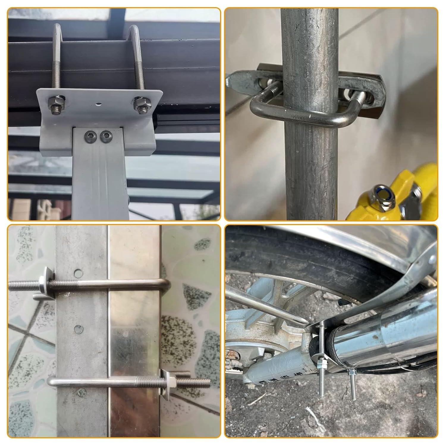 6 Pack Square U-Bolts 4" Inner Width x 6.8" Length Stainless Steel U Bolts with Nuts, Frame Plate, Washers for Ski Boat, Fishing Boat or Sailboat Trailer
