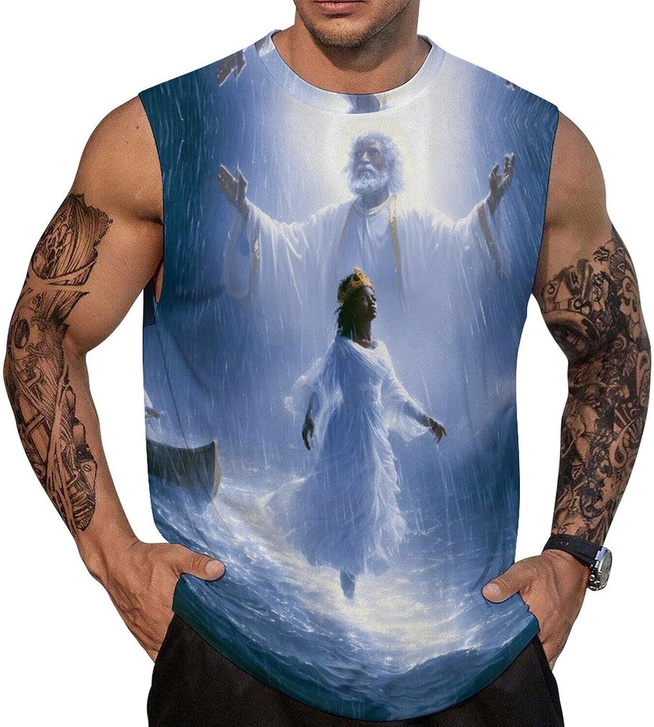 Divine Figure and Woman Men Summer Sleeveless Crew Neck Top 5XL