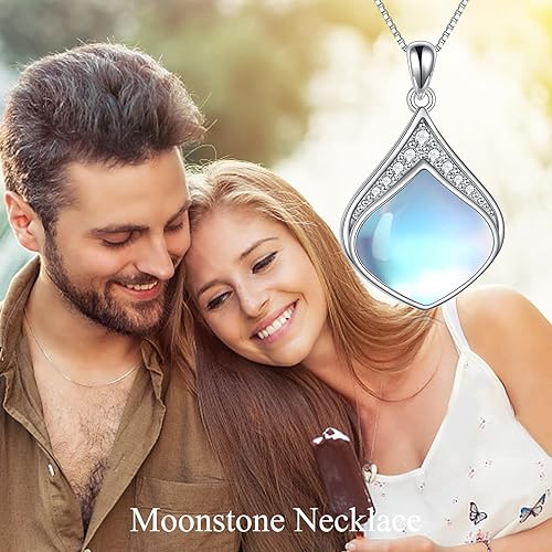 Miniatura 6 de YAFEINI Collar de lágrima de plata de ley con colgante de filigrana irlandesa, piedra natural, piedra lunar, lapislázuli, lázuli, arimar, ágata