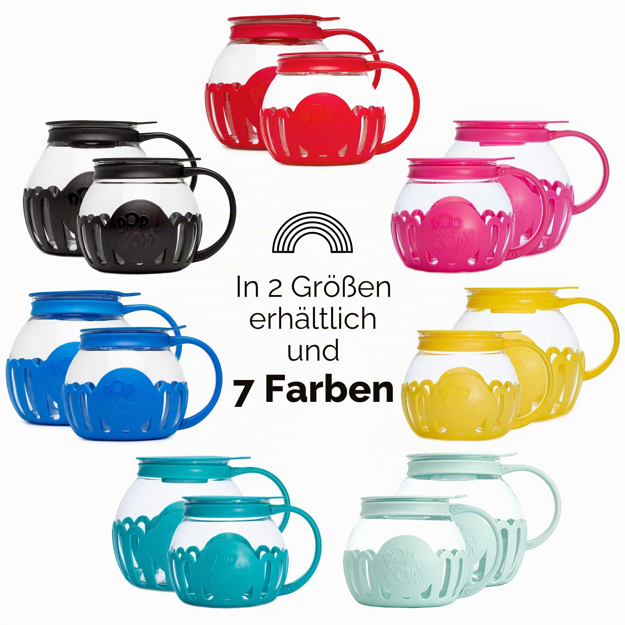 Ecolution Patentierter Mikrowellen-Popcorn-Popper, Borosilikatglas Kunststoff, blaugrün