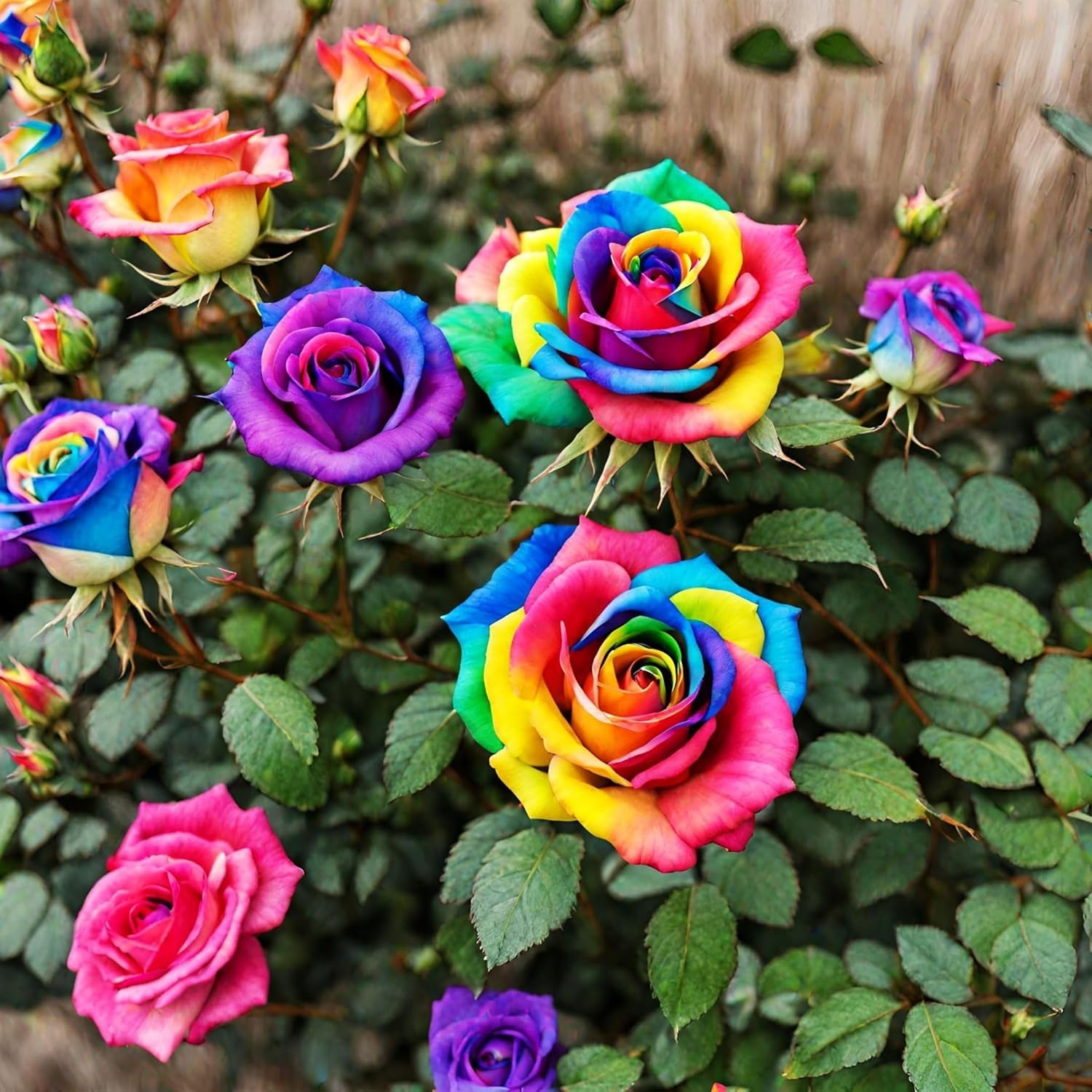 Exotic Rainbow Rose Plant Live Rare Multi-Colour Hybrid Grafted Orignal Hybrid Rose Plant for Decorating Home & Garden - Pack Of 1-image-1
