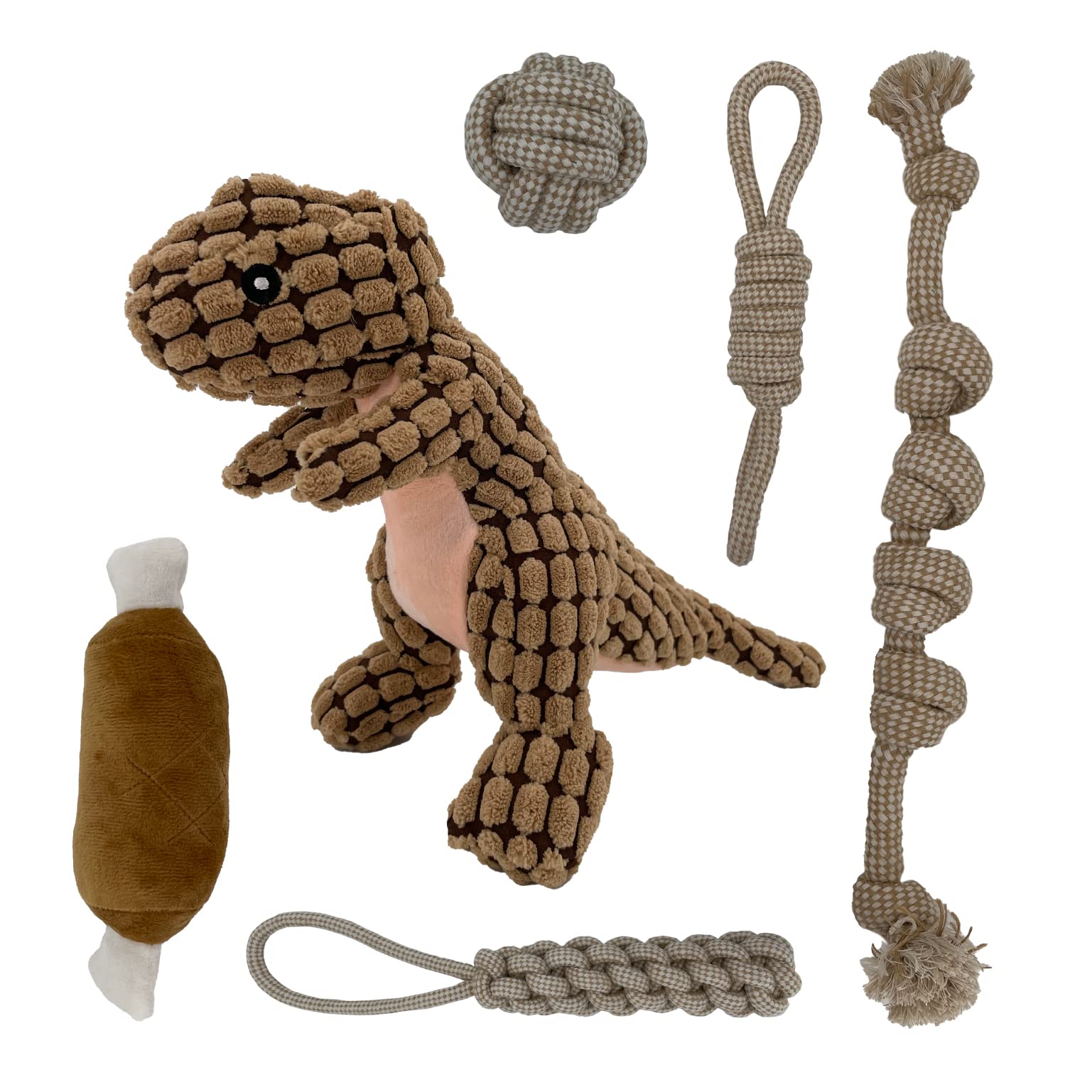 Only Pets Juguetes para Perros Pequeños y Cachorros - Juguete Masticable con Cuerda de dentición para Cachorros y Juguete de Chirriador Peluche para Perros - Mordedor Perro Cachorro - (Beige)