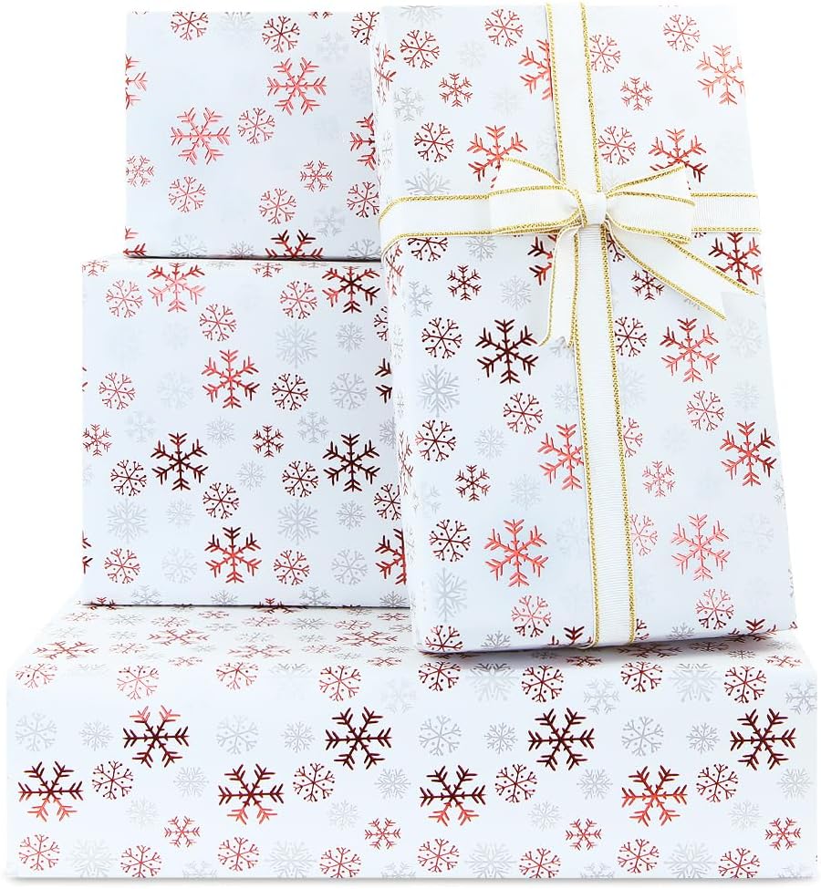 Snowflake Christmas Wrapping Paper, Luxurious Aluminum Foil Shiny