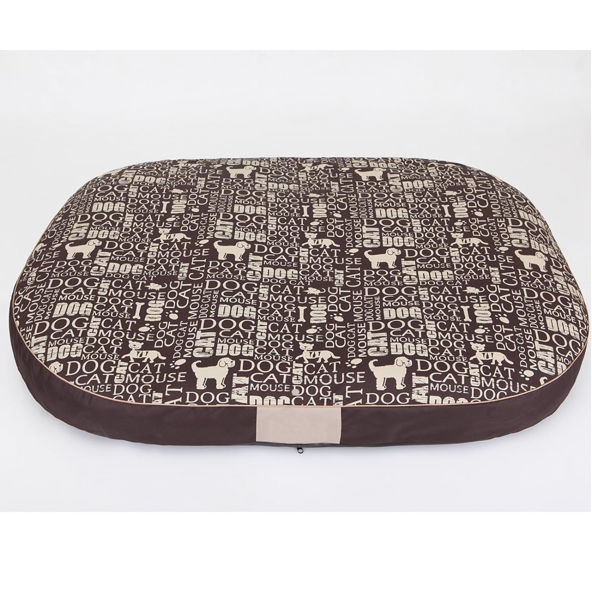 OVAL Hundematratze, Hundebett für Kleine, Mittlere, Große Hunde - Robustes, wasserdichtes Hundekissen, kuscheliges Schaum Tierbett, Outdoor & waschbar - 108x85x15cm Braun mit Muster