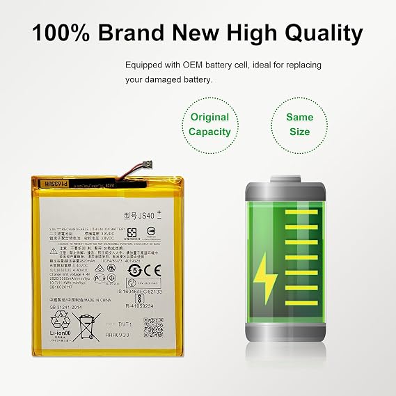 New JS40 Battery Replacement for Moto Z3 Play, with Instruction Manual & Repair Toolkit