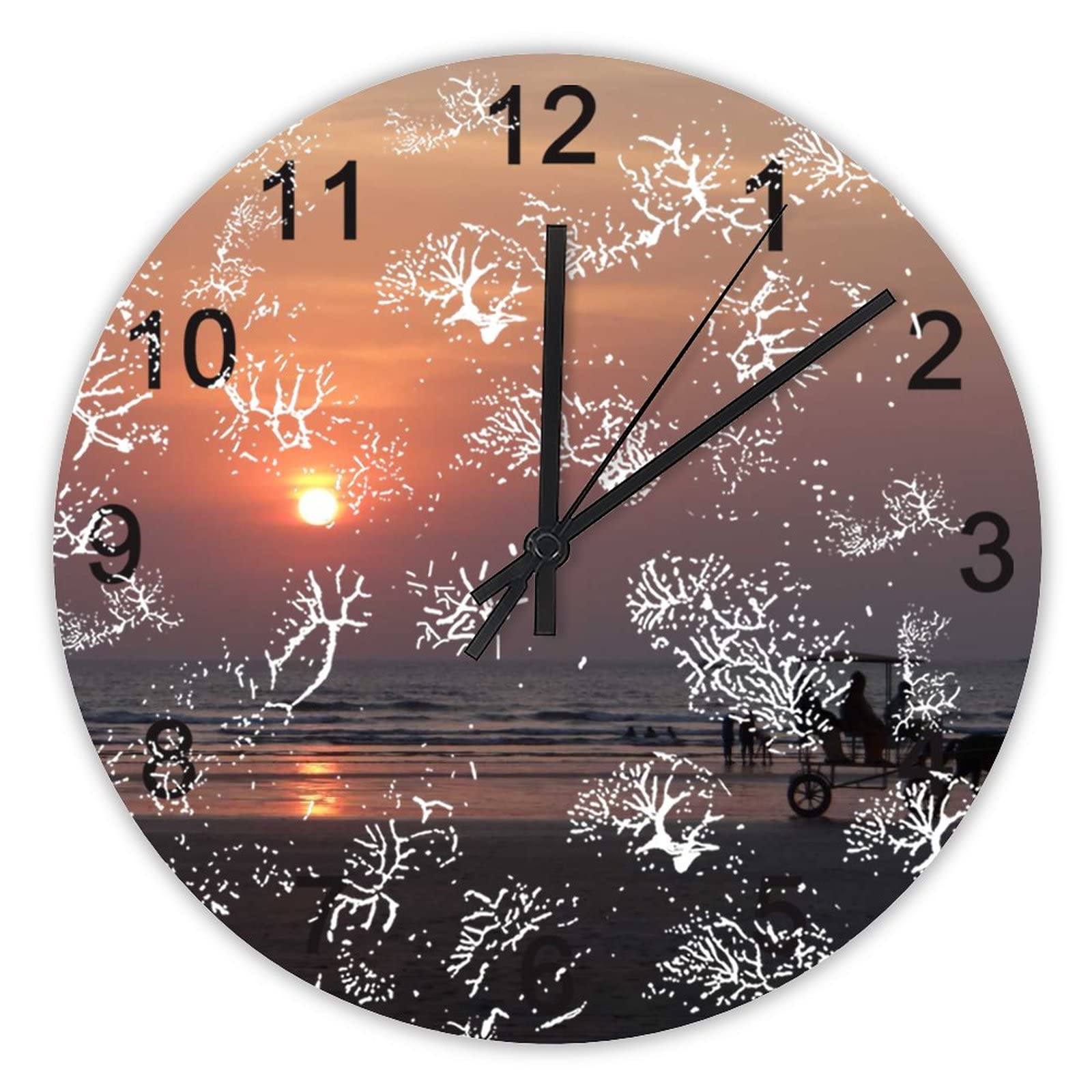 Horloge murale silencieuse coucher de soleil 40 cm pour cuisine et bureau