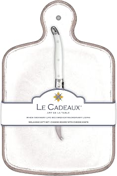 Le Cadeaux Melamine Cheeseboard with Cheese Knife Gift Set, Rustica Antique White