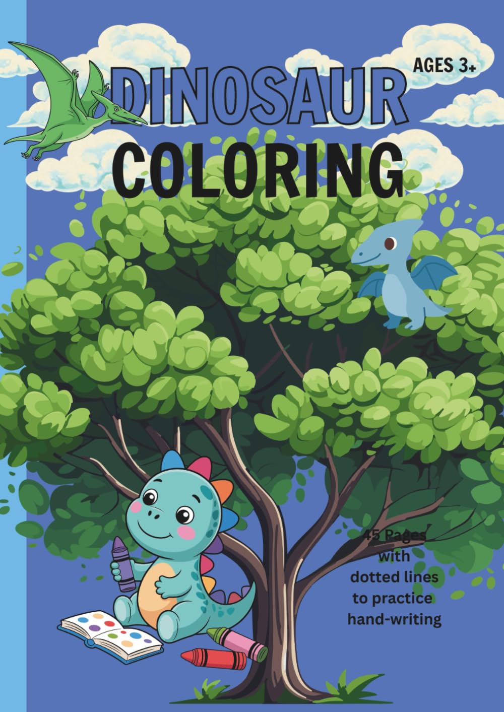 Dinosaur Colouring book 45 pages ages 4+