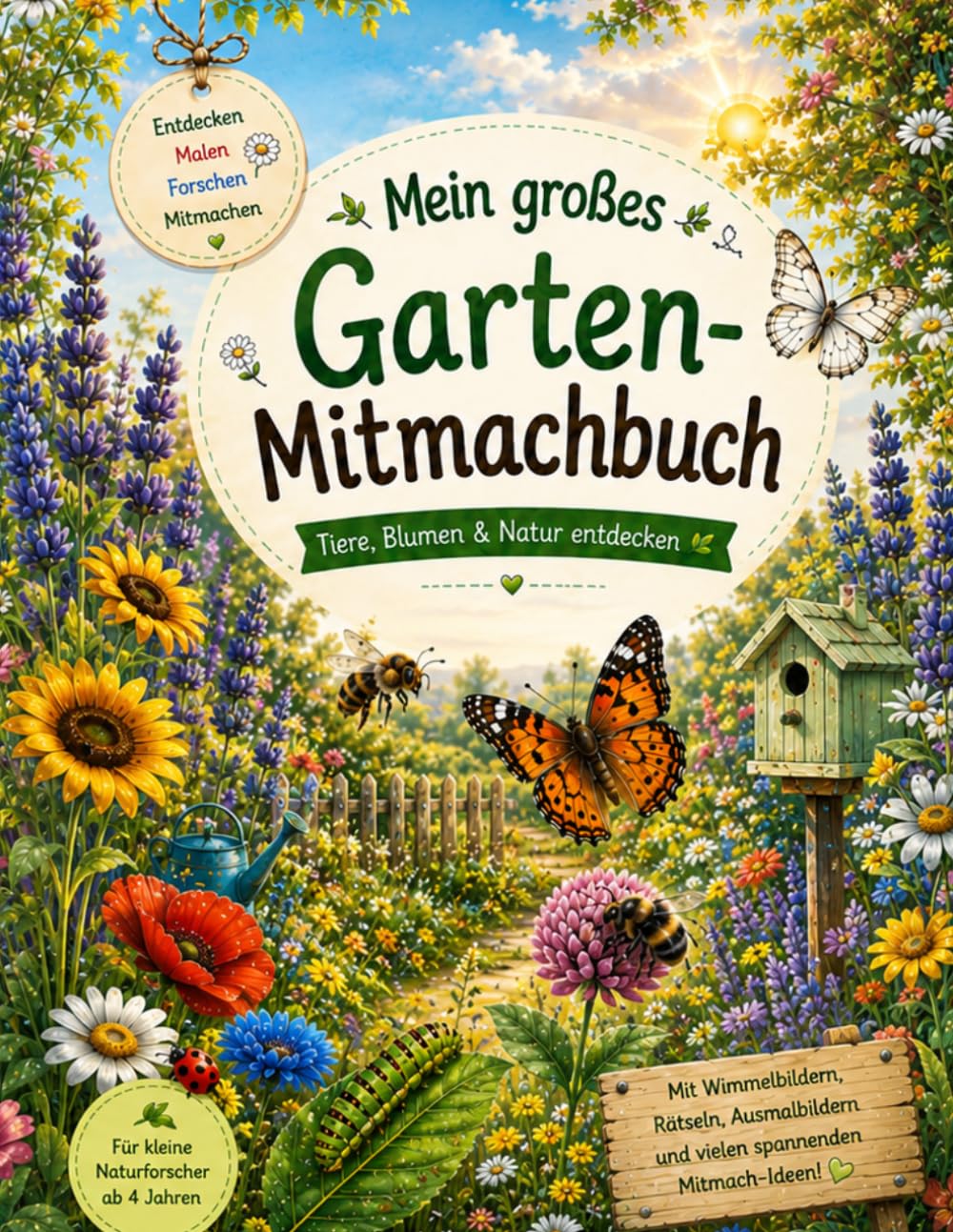 Mein großes Garten-Mitmachbuch: Tiere, Blumen & Natur entdecken: Mit Wimmelbildern, Rätseln, Ausmalbildern und Mitmach-Ideen (Gartenforscher-Mitmachbücher – Entdecken, Staunen, Mitmachen!)