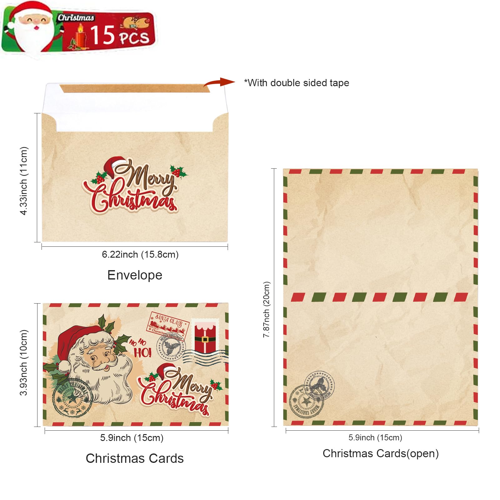 Weihnachtskarten Mit Wüsten-Motiv, 18 Stück + 19 Umschläge, Bunt, 5x7 Zoll, Glänzend