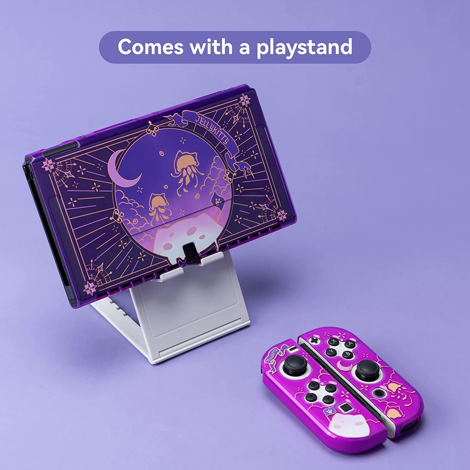 GeekShare Schutzhülle für Switch OLED-Modell, weiches TPU, schlanke Schutzhülle, kompatibel mit Switch OLED-Konsole und Joy Con (Jellyfish Cat)