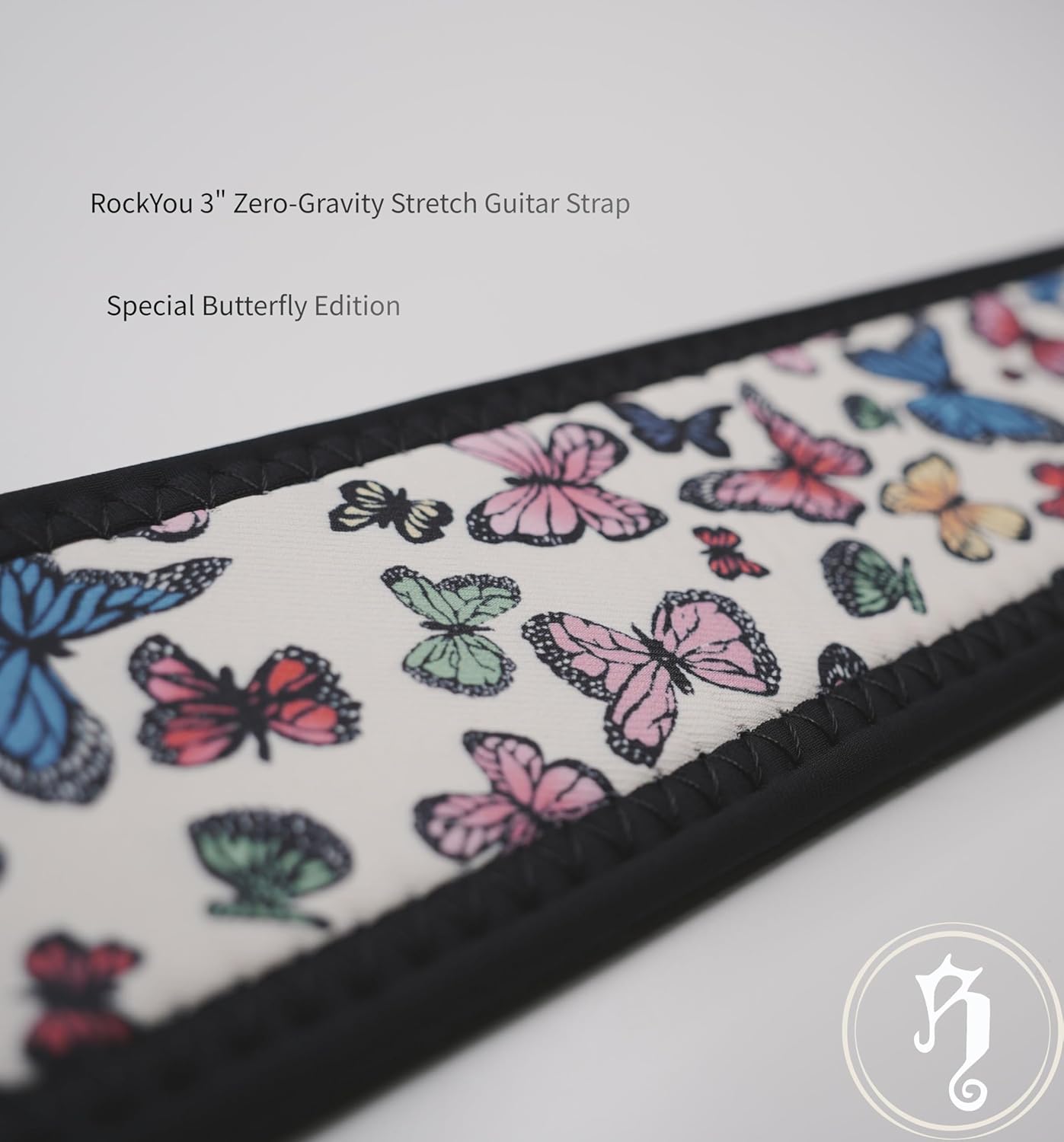 rockyou Zero-Gravity Stretch Guitar Strap -Special Butterfly Edition -Ergonomic Decompression Belt with Pick Holder -Fits All Guitars