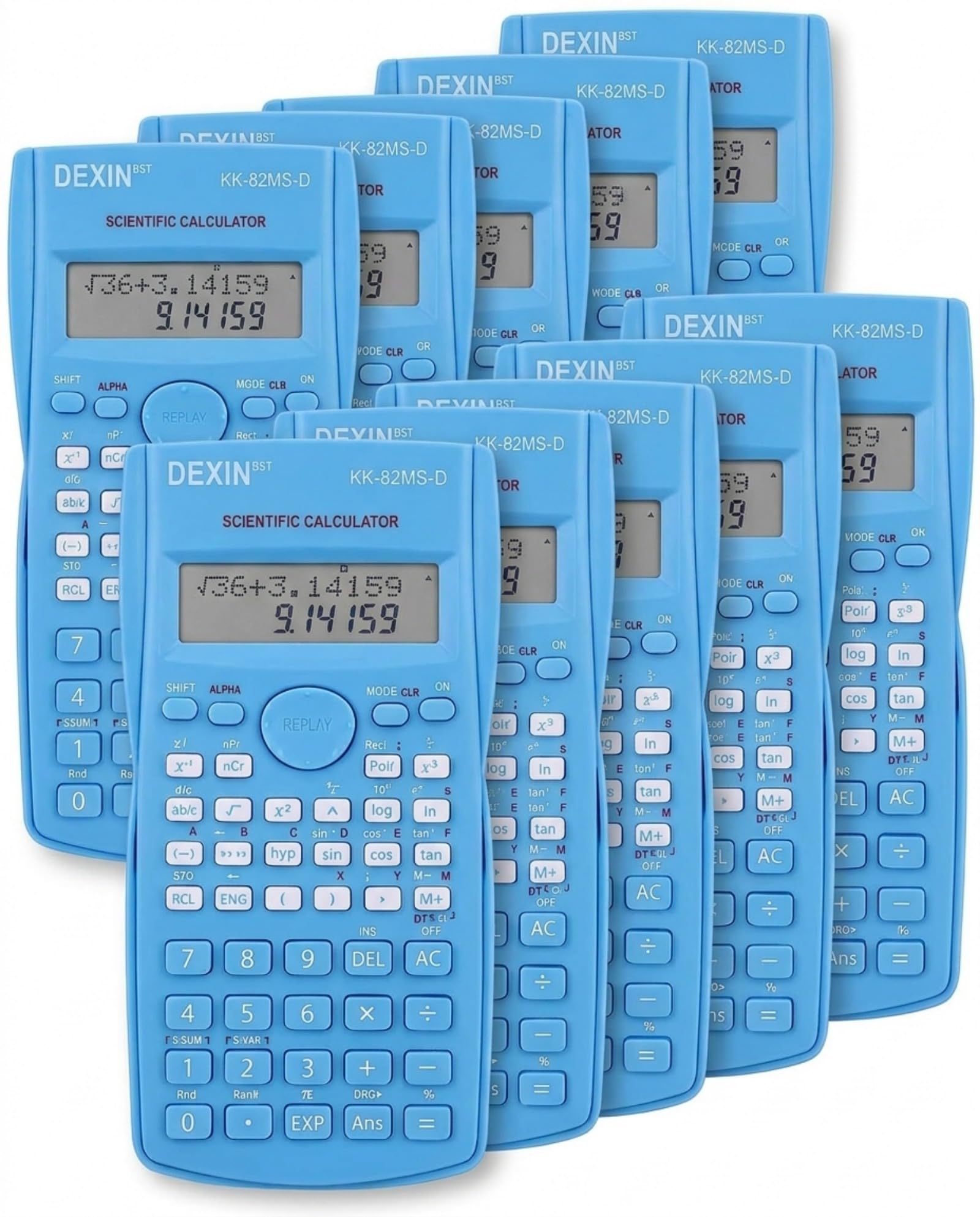 Flutesan Lot de 10 calculatrices scientifiques d'ingénierie à 2 lignes, fonction en vrac, calculatrice mathématique, grand écran pour étudiants, enseignants, salles de classe, lycée, école