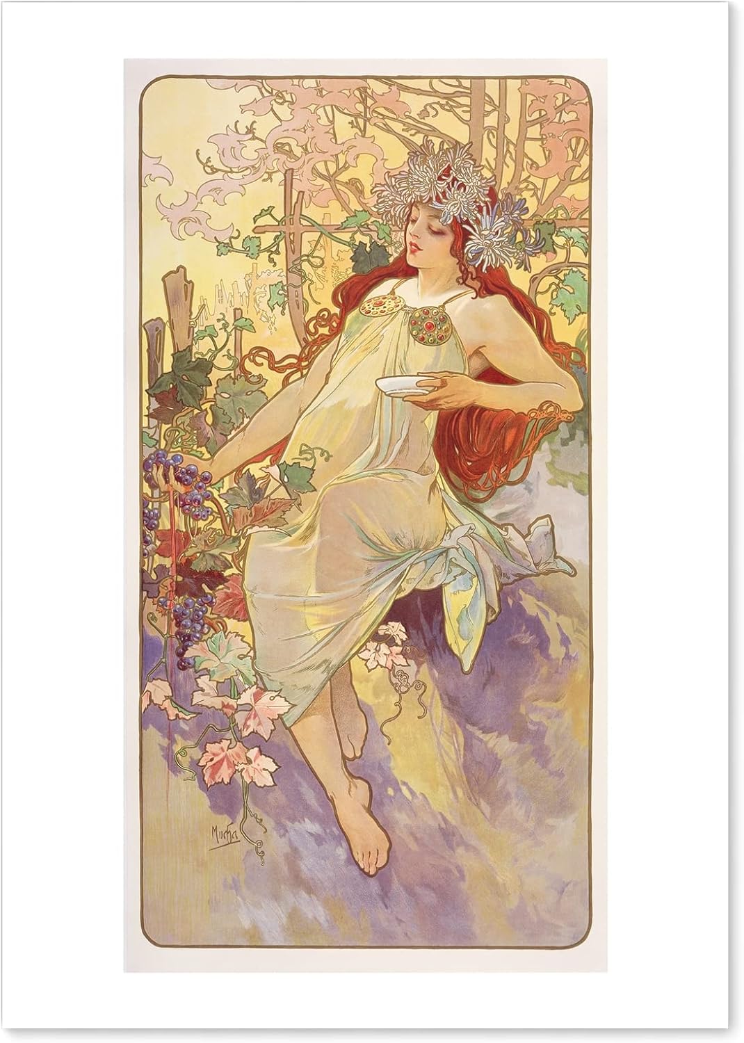 ポスター アルフォンス ミュシャ 四季 秋 A3サイズ インテリア 壁紙用 絵画 アート 壁紙ポスター 超ポイントアップ祭