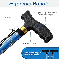 Vista 5 de Walking Cane PANZHENG Cane for Man/Woman Mobility & Daily Living Aids 5-Level Height Adjustable Walking Stick Comfortable Plastic T-Handle