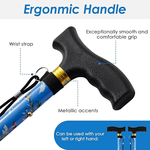 Miniatura 5 de Walking Cane PANZHENG Cane for ManWoman  Mobility & Daily Living Aids  5-Level Height Adjustable Walking Stick  Comfortable Plastic T-Handle