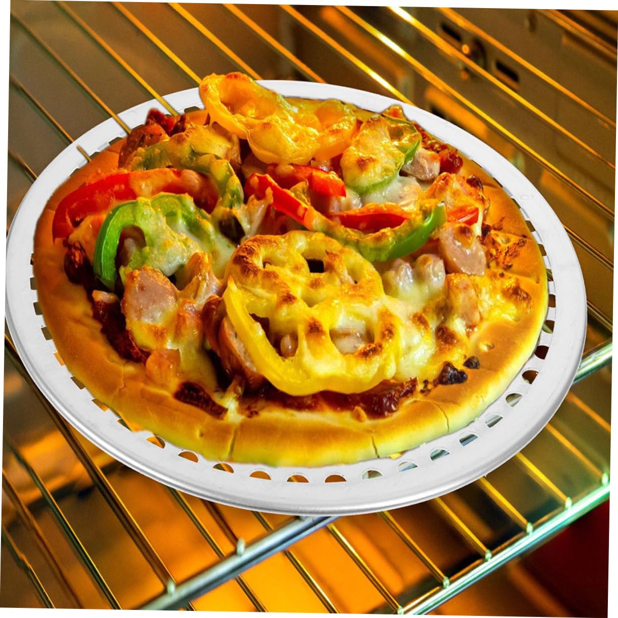 Runde Haushaltspizzapfanne aus Aluminiumlegierung mit Glatter Beschichtung und Perforiertem Design nicht Verformbar zum Backen von Knuspriger Pizza