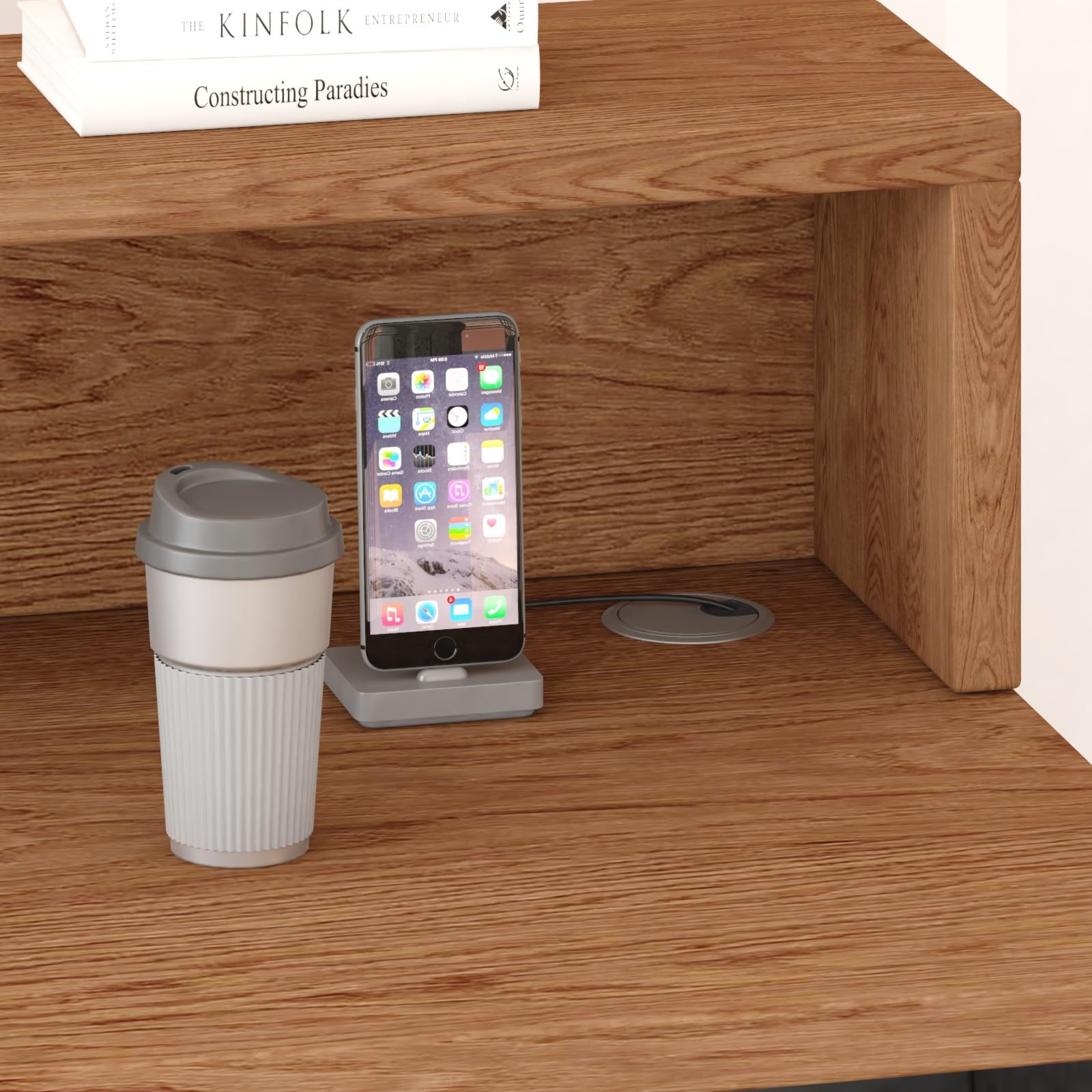 Bureau de réception et boîtes de réception - Bureau avec étagères ouvertes, bureau de réception en bois pour coiffeur, beauty studio, magasin, supermarché, caisses (avec Drawer B)