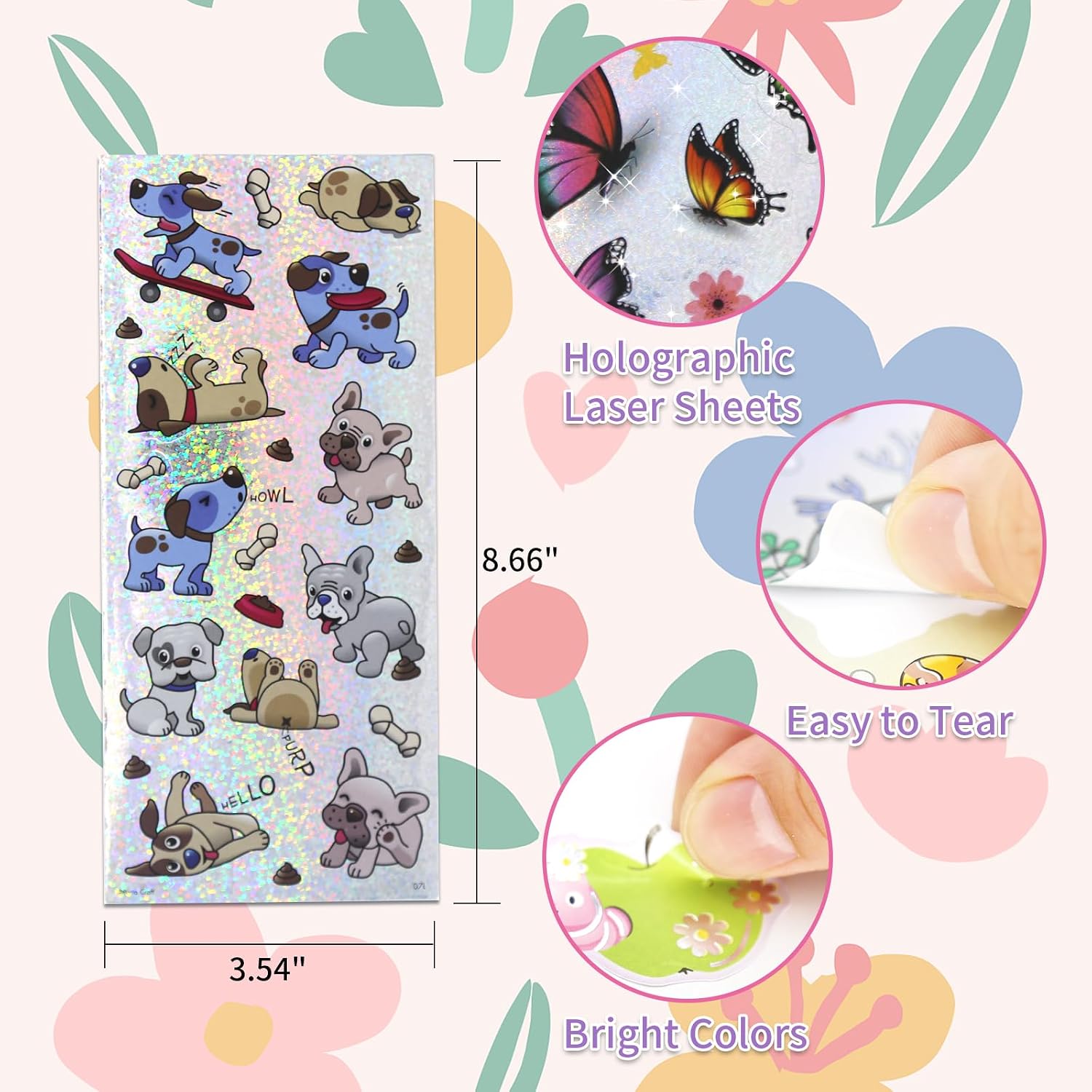500 Pieces Kids Laser Stickers - 22 Sheets Holographic Various Theme Designs, Fun Craft for Scrapbooks, Rewards - Sticker Pack Gift for Children image 2