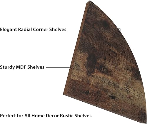 Miniatura 4 de HORLIMER Paquete de 6 estantes de esquina flotantes de montaje en pared, estantes de pared de esquina de madera rústica para dormitorio, sala de