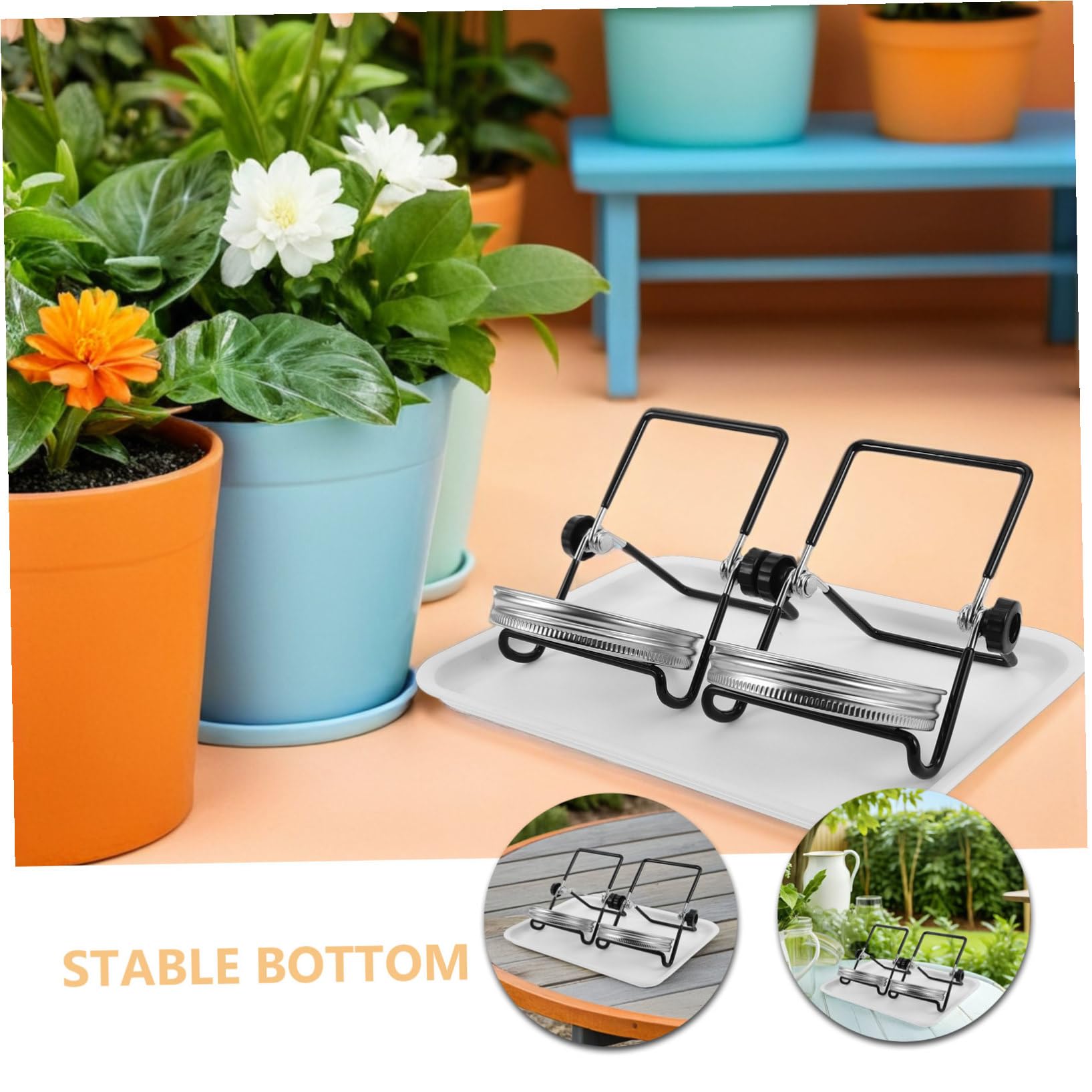 Kit de Germinación para Tarro de Boca Ancha en Acero Inoxidable, 2 Juegos | Malla de Acero Inoxidable, Bandeja y Soporte Incluidos, para Cocina y Balcón, Accesorios para Brotes de Brócoli