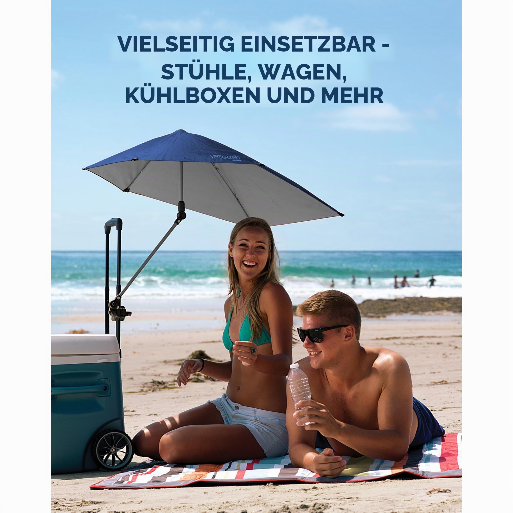 Sport-Brella Versa-Brella Sonnenschirm – Reflektiert Wärme und Bietet UPF 50+ Sonnenschutz, Klemmt An Fast Jeder Oberfläche, Montiert An Stühlen, Tribünen, Golf-Taschen, 96cm x 100cm