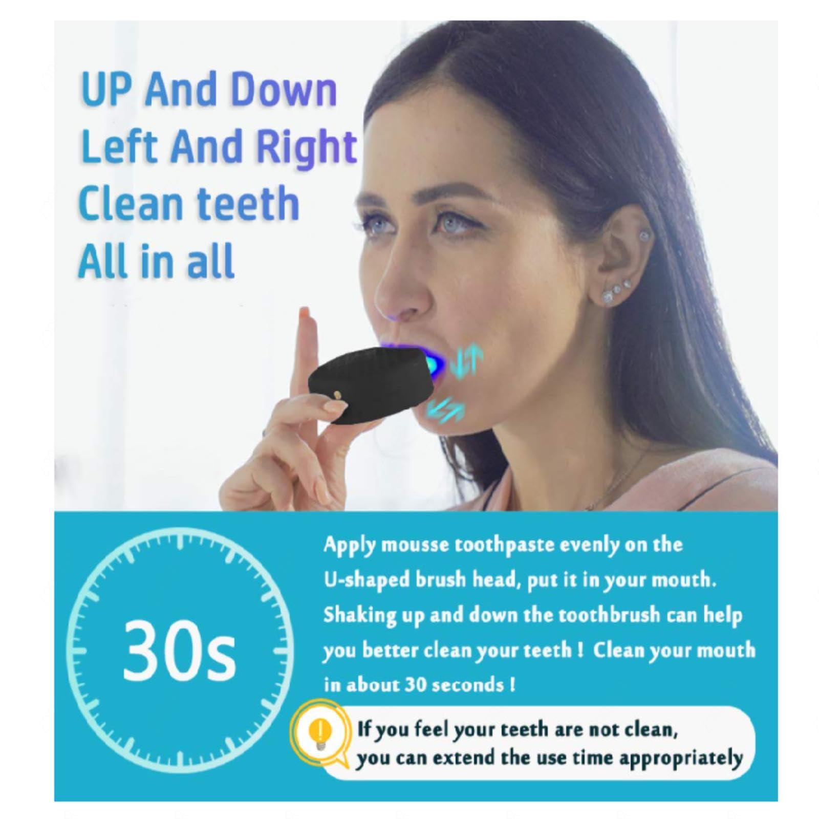 VIDECOR Cepillo de Dientes Eléctrico Sónico Automático Ultrasónico en Forma de U Inteligente de 360 ​​Grados