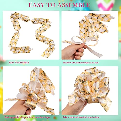 Miniatura 2 de LeZakaa 12 lazos florales con cinta, lazos de regalo con 6 diseños diferentes, perfectos para cumpleaños, envoltura de regalos del día de la madre,