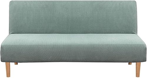 PUIOKA Funda protectora elástica sin brazos para sofá cama, con textura elástica, tela jacquard a cuadros pequeños, lavable a máquina