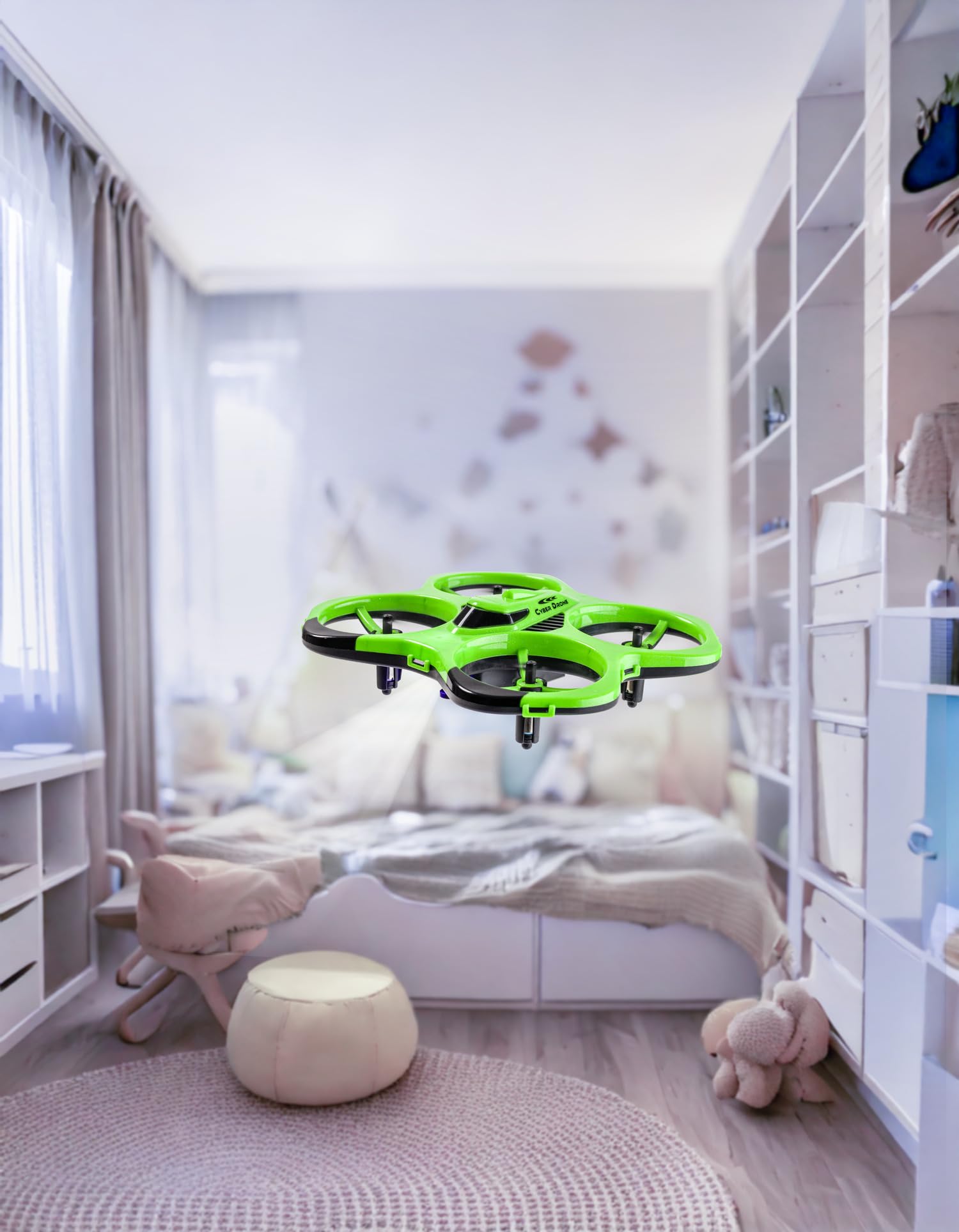 Carson Cyber Drone IR RTF – RC Quadcopter mit 360° Flip, Headless Mode, Gyro-Stabilisierung, LED-Beleuchtung, ferngesteruerte Drohne, grün - 4