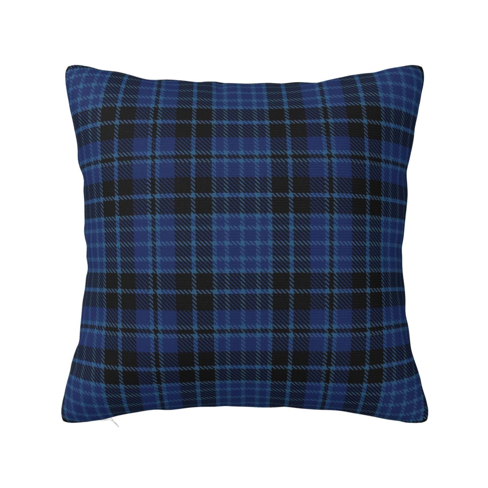 Scottish Clergy Blue Black White Tartan Pillowcase 24"x24"