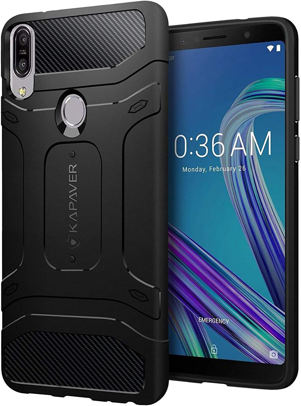 KAPAVER® Rugged Back Cover Case for Asus Max Pro M1 MIL-STD 810G Officially Drop Tested Solid Black Shock Proof Slim Armor Patent Design (Only for Asus Max Pro M1)