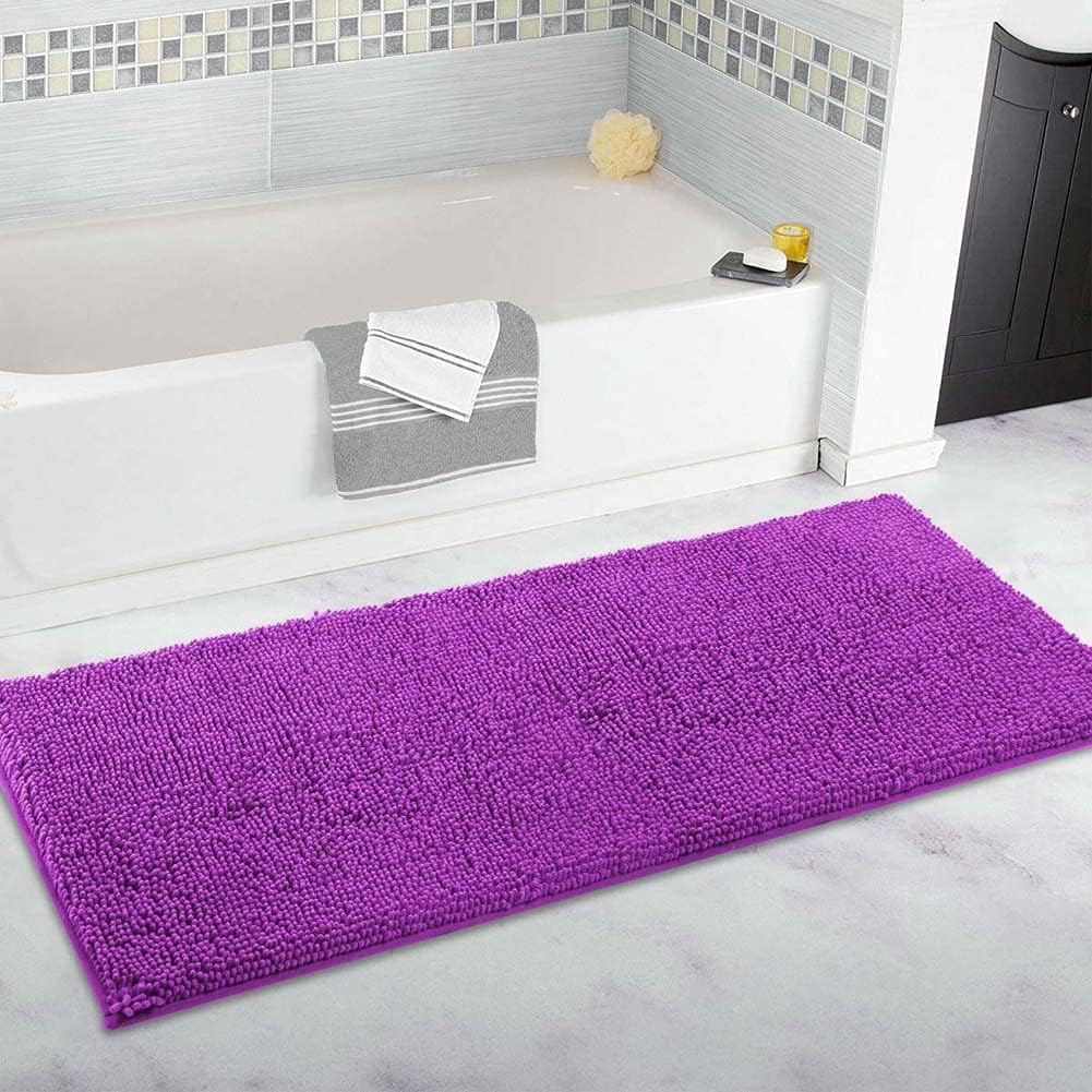 Tapis de bain extra large, ultra doux, antidérapant, absorbant l'eau, idéal pour décoration d'intérieur et confort sous la douche et la baignoire, 80 x 120 cm, violet