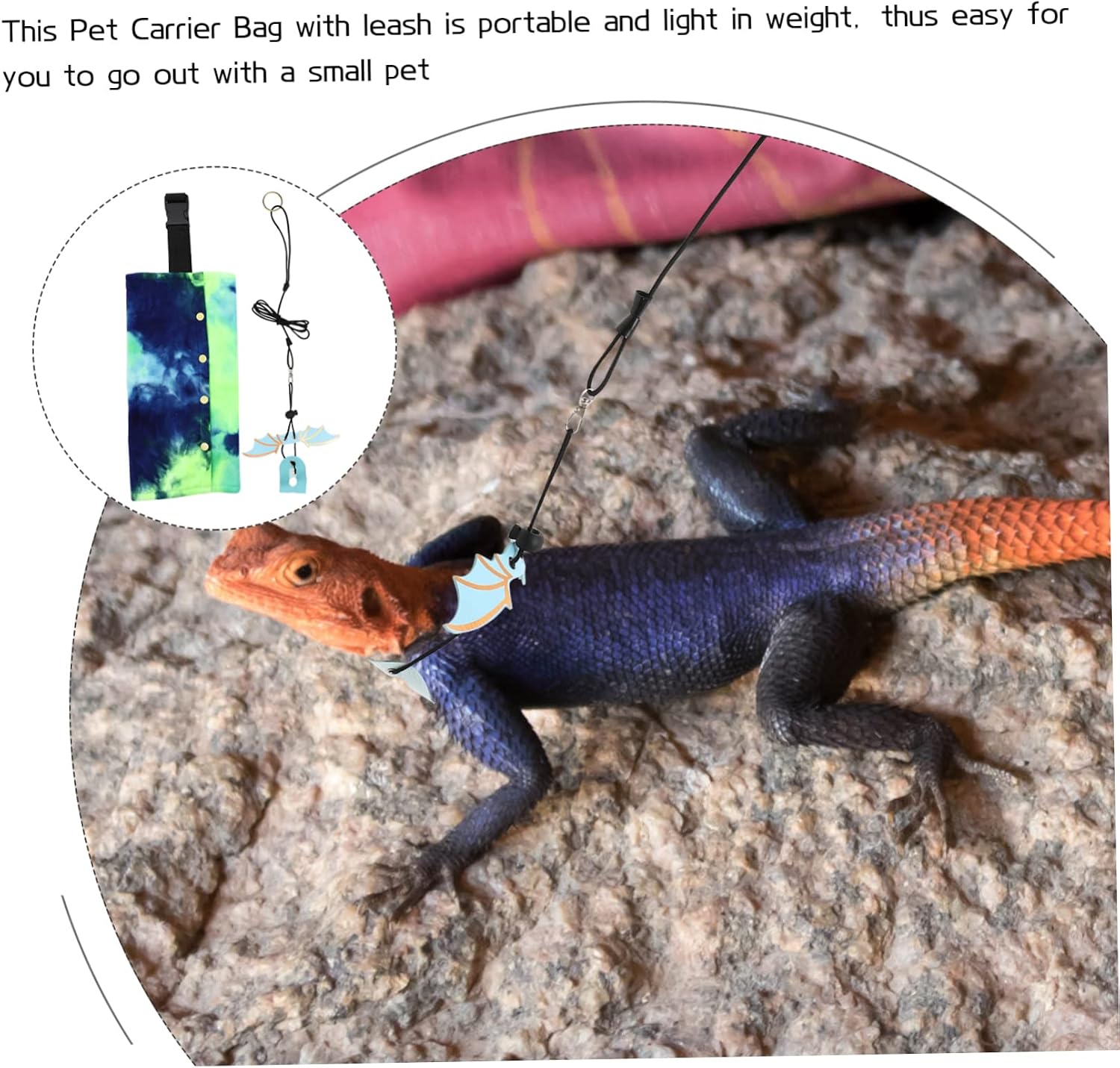 Generic Portable Bearded Dragon Sling Carrier with Adjustable Leash Reptile Travel Bag for Outdoor Hiking Walking Cycling Comfortable Shoulder Strap Lizard Carrying Bag for Guinea Pigs and