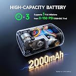 MY20 Electric Bike Pump with Gauge, 130 PSI Fast Inflate, Mini Bicycle Pump with Presta & Schrader Valve, Auto Stop, Portable Rechargeable Air Pump for Road Bike, Mountain Bike, E-Bike