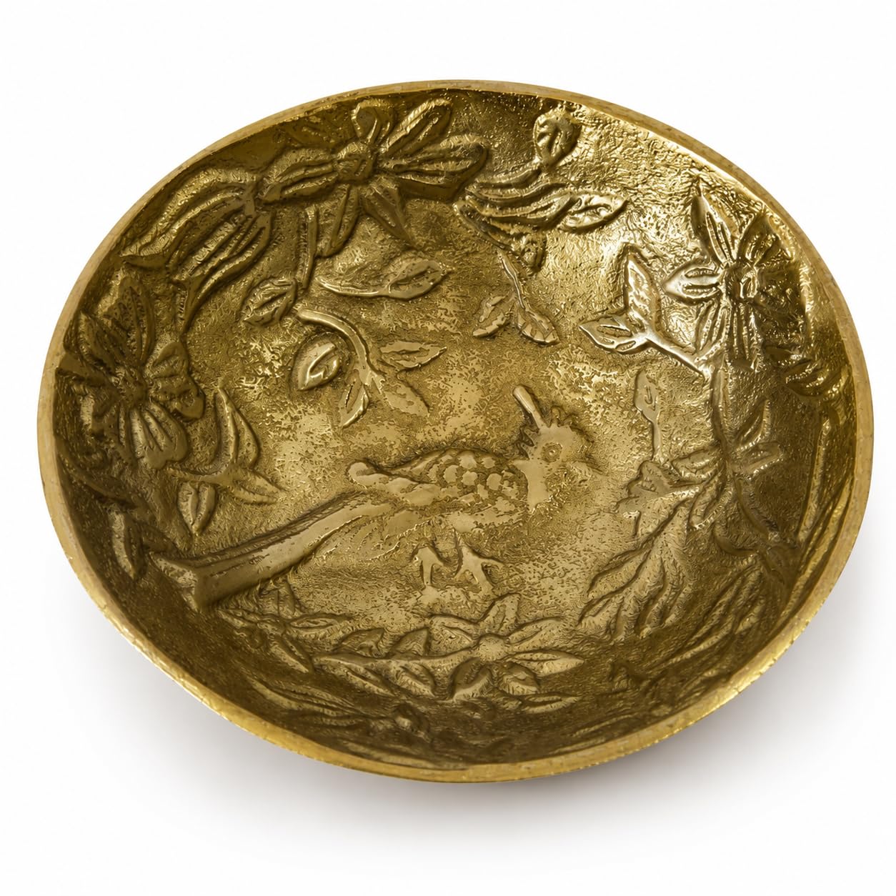 Aira11 Decor Jungle Bowl, Handcrafted Aluminum Decorative Bowl with Bird & Floral Embossed Design, Antique Brass Gold Accent Bowl for Coffee Table, Entryway & Home Décor-image-37