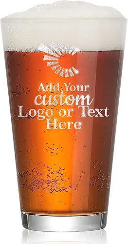 Vaso de cerveza personalizado  Pinta de cerveza personalizada de 16 onzas con logotipo y texto grabados, regalo divertido para hombres, papá,