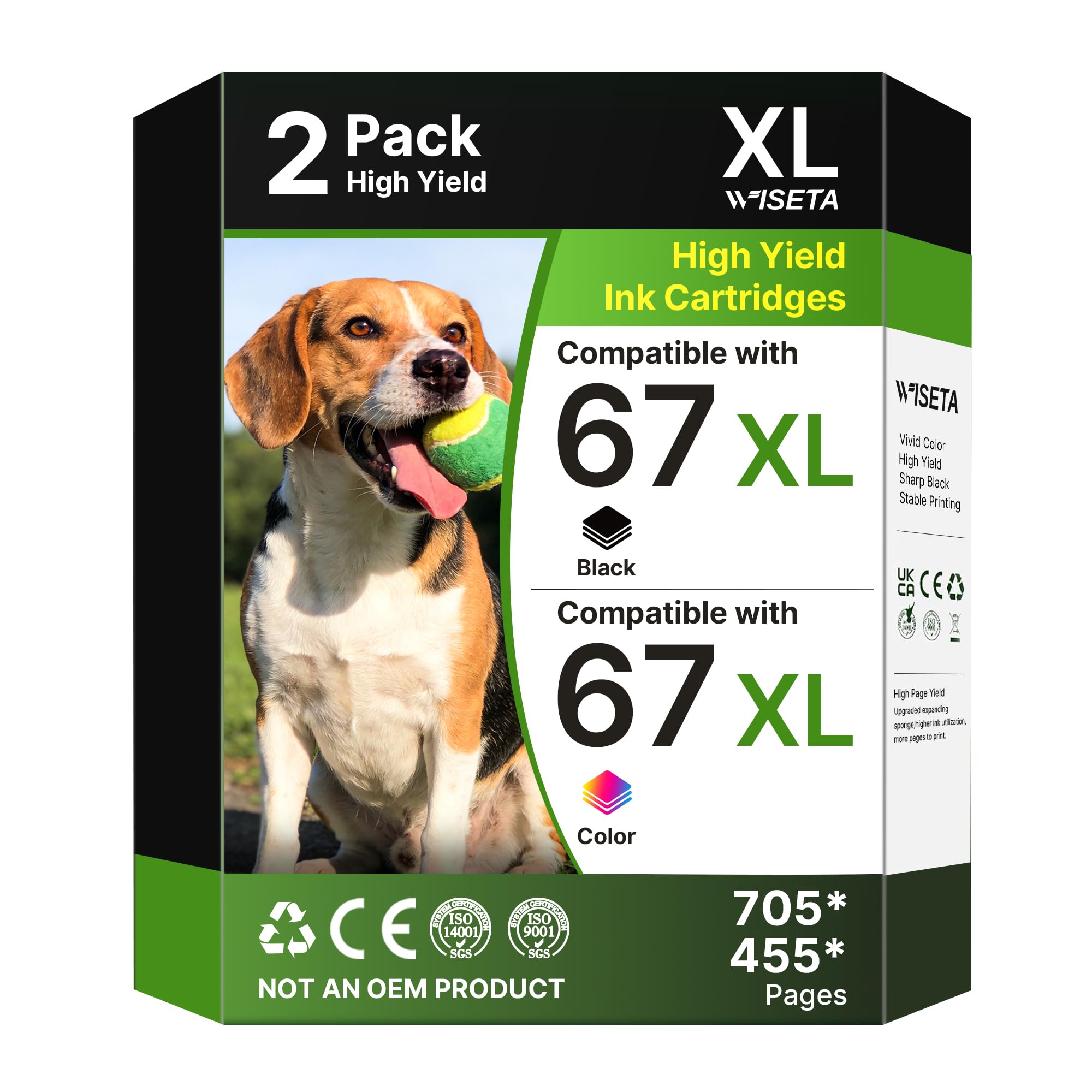 67XL Ink Cartridge Black and Color Combo Pack Replacement for HP 67XL Ink Cartridge, for HP 67 XL Printer Ink for Envy 6010e 6020e 6050e 6055e 6065e 6075 6052 Deskjet 1255 2700e 2710e Printer
