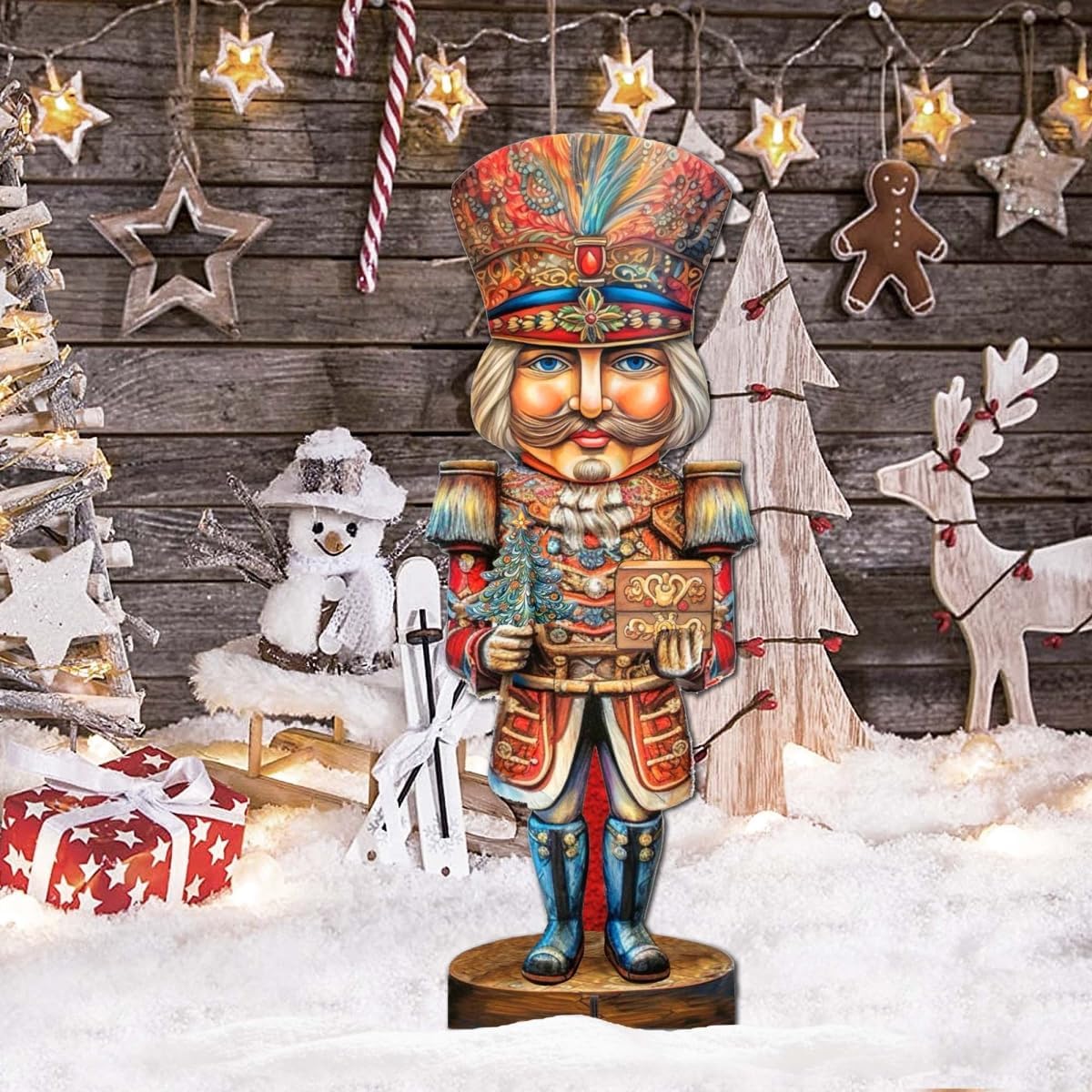 8611060F 32 x 12 in. Nutcracker with a Heartwarming Surprise Outdoor Christmas Decor
